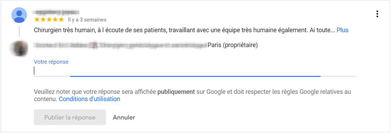 Répondre avis client GMB